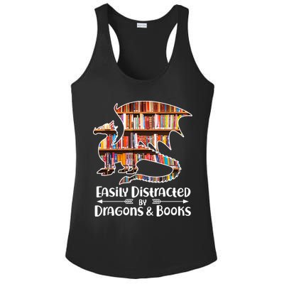 Easily Distracted By Dragons And Books Ladies PosiCharge Competitor Racerback Tank