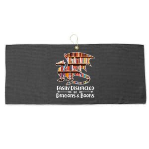 Easily Distracted By Dragons And Books Large Microfiber Waffle Golf Towel