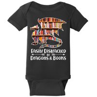 Easily Distracted By Dragons And Books Baby Bodysuit