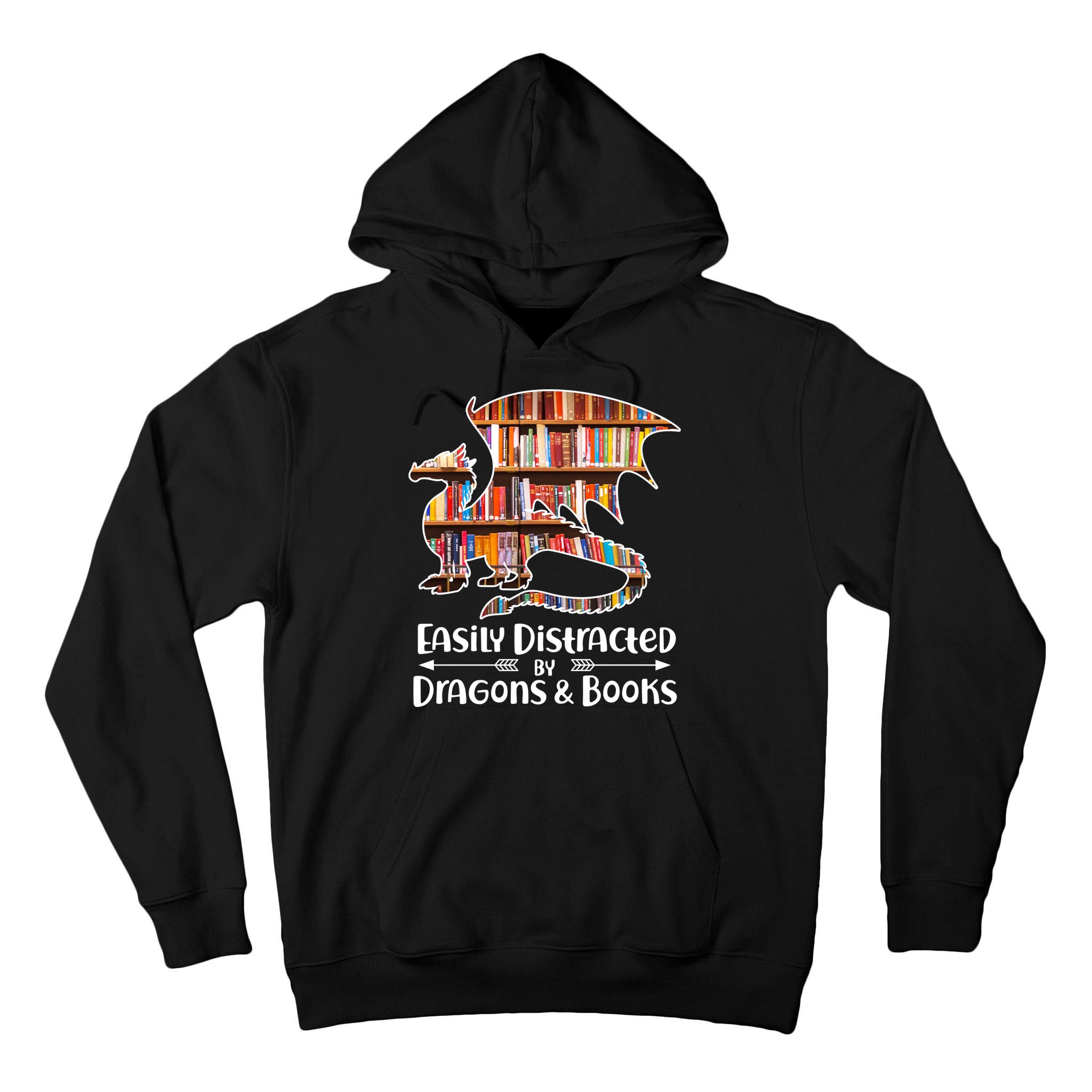 Easily Distracted By Dragons And Books Tall Hoodie