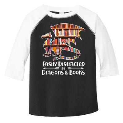 Easily Distracted By Dragons And Books Toddler Fine Jersey T-Shirt