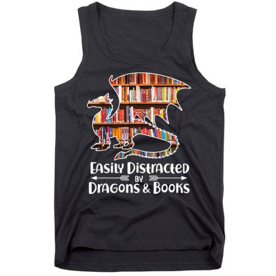 Easily Distracted By Dragons And Books Tank Top
