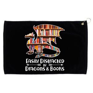 Easily Distracted By Dragons And Books Grommeted Golf Towel