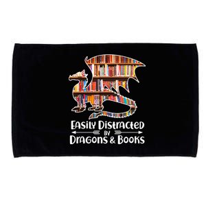 Easily Distracted By Dragons And Books Microfiber Hand Towel