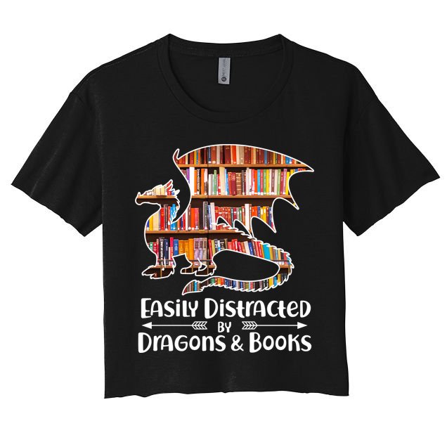 Easily Distracted By Dragons And Books Crop Top