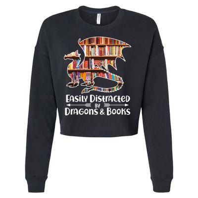 Easily Distracted By Dragons And Books Cropped Pullover Crew