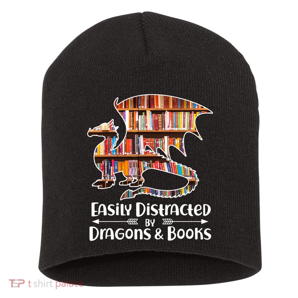 Easily Distracted By Dragons And Books Short Acrylic Beanie