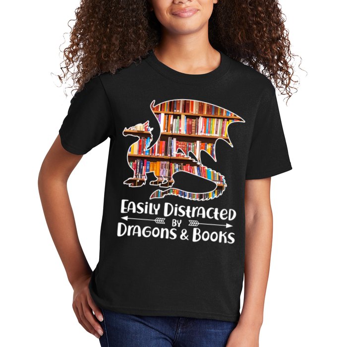 Easily Distracted By Dragons And Books Kids T-Shirt