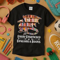 Easily Distracted By Dragons And Books Kids T-Shirt