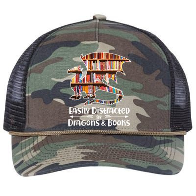 Easily Distracted By Dragons And Books Retro Rope Trucker Hat Cap