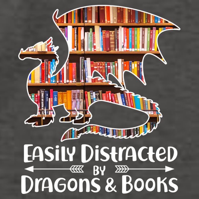 Easily Distracted By Dragons And Books Vector Backpack