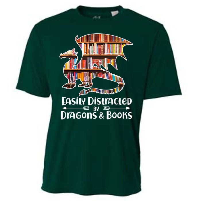 Easily Distracted By Dragons And Books Cooling Performance Crew T-Shirt