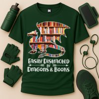 Easily Distracted By Dragons And Books Performance Shirt