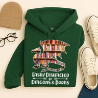 Easily Distracted By Dragons And Books Hoodie