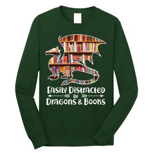 Easily Distracted By Dragons And Books Long Sleeve Shirt