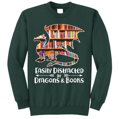 Easily Distracted By Dragons And Books Sweatshirt