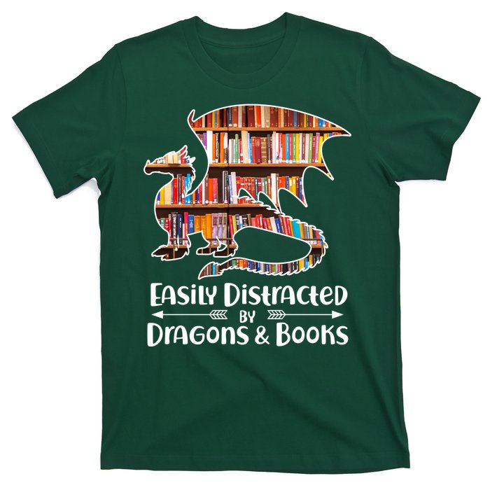 Easily Distracted By Dragons And Books T-Shirt