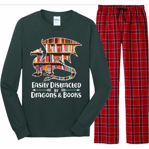 Easily Distracted By Dragons And Books Long Sleeve Pajama Set