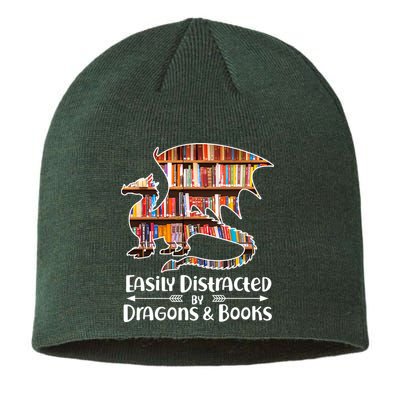 Easily Distracted By Dragons And Books Sustainable Beanie