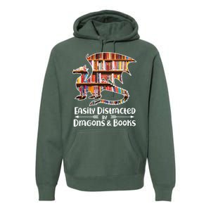 Easily Distracted By Dragons And Books Premium Hoodie