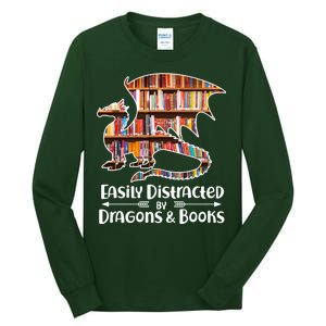 Easily Distracted By Dragons And Books Tall Long Sleeve T-Shirt