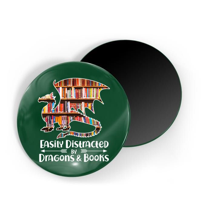 Easily Distracted By Dragons And Books Magnet