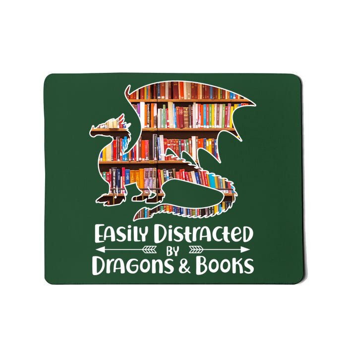 Easily Distracted By Dragons And Books Mousepad