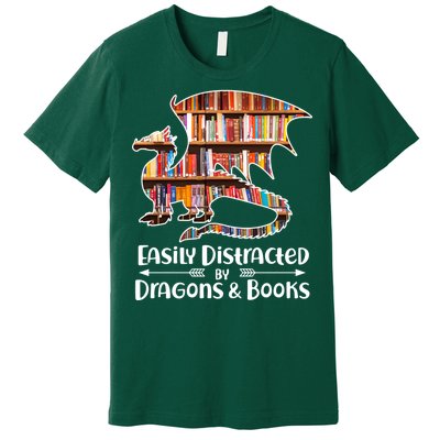 Easily Distracted By Dragons And Books Premium T-Shirt