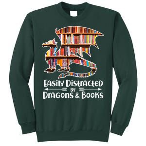 Easily Distracted By Dragons And Books Tall Sweatshirt