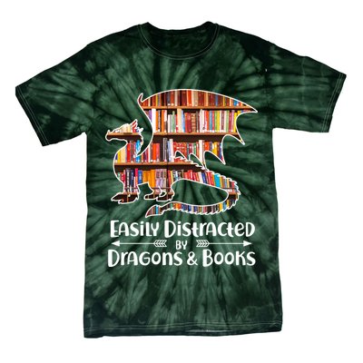 Easily Distracted By Dragons And Books Tie-Dye T-Shirt