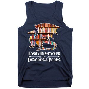 Easily Distracted By Dragons And Books Tank Top