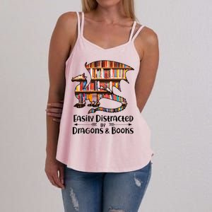 Easily Distracted By Dragons And Books Women's Strappy Tank