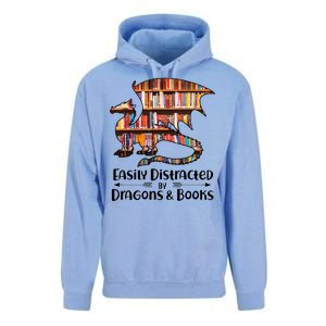 Easily Distracted By Dragons And Books Unisex Surf Hoodie