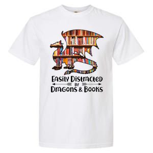 Easily Distracted By Dragons And Books Garment-Dyed Heavyweight T-Shirt