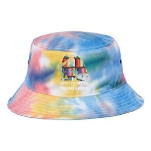 Easily Distracted By Dragons and Books Fantasy Book Lover Tie Dye Newport Bucket Hat