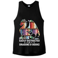 Easily Distracted By Dragons and Books Fantasy Book Lover Ladies PosiCharge Tri-Blend Wicking Tank