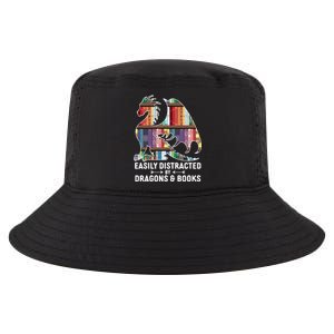 Easily Distracted By Dragons and Books Fantasy Book Lover Cool Comfort Performance Bucket Hat