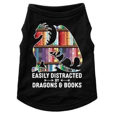 Easily Distracted By Dragons and Books Fantasy Book Lover Doggie Tank