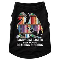 Easily Distracted By Dragons and Books Fantasy Book Lover Doggie Tank