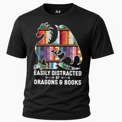 Easily Distracted By Dragons and Books Fantasy Book Lover Performance Shirt