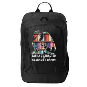 Easily Distracted By Dragons and Books Fantasy Book Lover City Backpack