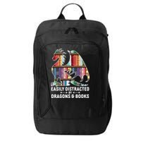 Easily Distracted By Dragons and Books Fantasy Book Lover City Backpack