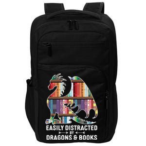 Easily Distracted By Dragons and Books Fantasy Book Lover Impact Tech Backpack