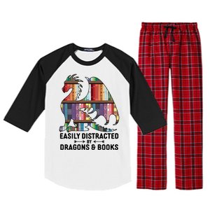 Easily Distracted By Dragons and Books Fantasy Book Lover Raglan Sleeve Pajama Set