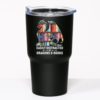Easily Distracted By Dragons and Books Fantasy Book Lover Tumbler