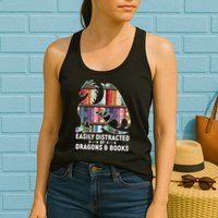 Easily Distracted By Dragons and Books Fantasy Book Lover Womens Tank Top