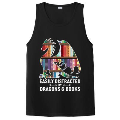 Easily Distracted By Dragons and Books Fantasy Book Lover PosiCharge Competitor Tank