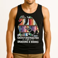 Easily Distracted By Dragons and Books Fantasy Book Lover Tank Top
