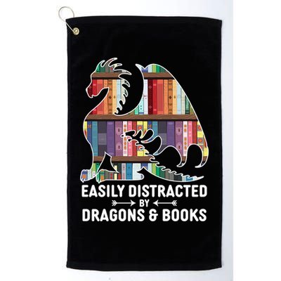 Easily Distracted By Dragons and Books Fantasy Book Lover Golf Towel