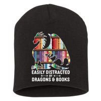 Easily Distracted By Dragons and Books Fantasy Book Lover Short Acrylic Beanie